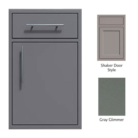 Canyon Series Shaker Style 18"w by 29"h Single Door, Drawer Enclosure w/ Adj. Shelf (Right Hinge) In Grey Glimmer - CAN002-F01-Shaker-RghtHng-TexturedGreyGlimmer