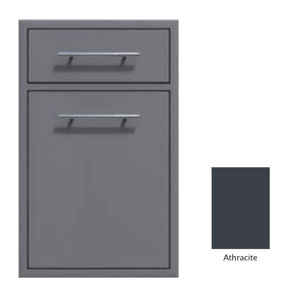 Canyon Series 18"w by 29"h Trash Pullout w/ Single Storage Drawer Enclosure In Anthracite - CAN017-F04-Anthracite