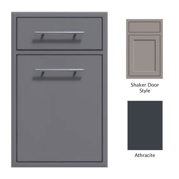 Canyon Series Shaker Style 18"w by 29"h Trash Pullout w/ Single Storage Drawer Enclosure In Anthracite - CAN017-F04-Shaker-Anthracite