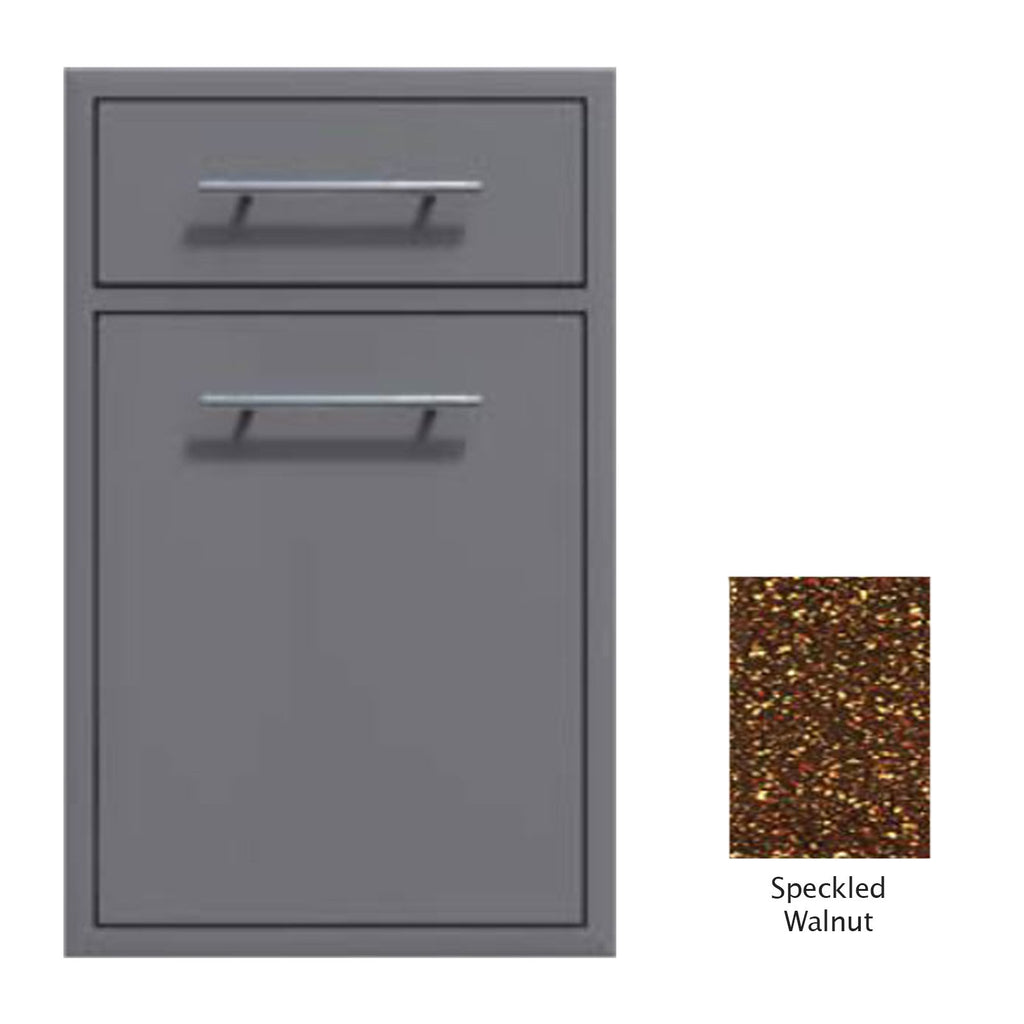 Canyon Series 18"w by 29"h Trash Pullout w/ Single Storage Drawer Enclosure In Speckled Walnut - CAN017-F04-SpeckWalnut