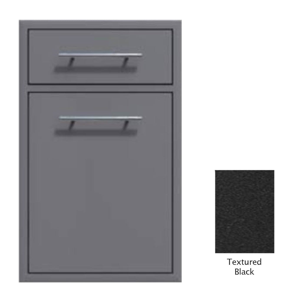 Canyon Series 18"w by 29"h Trash Pullout w/ Single Storage Drawer Enclosure In Textured Black - CAN017-F04-TexturedBlack