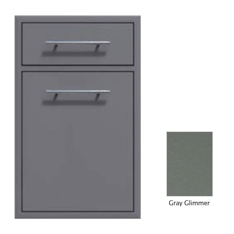 Canyon Series 18"w by 29"h Trash Pullout w/ Single Storage Drawer Enclosure In Grey Glimmer - CAN017-F04-TexturedGreyGlimmer