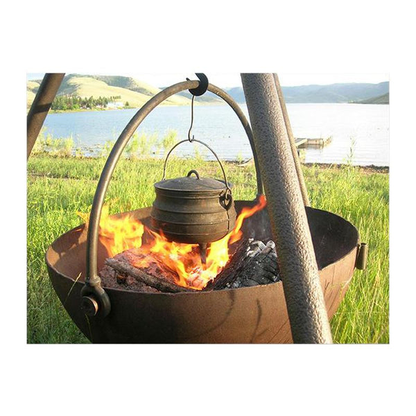 Cowboy Cauldron "The Ranch Boss" 42-Inch Diameter Steel Cauldron Fire Pit w/ Tripod and Cooking Grate - CC-RanchBoss-Comp