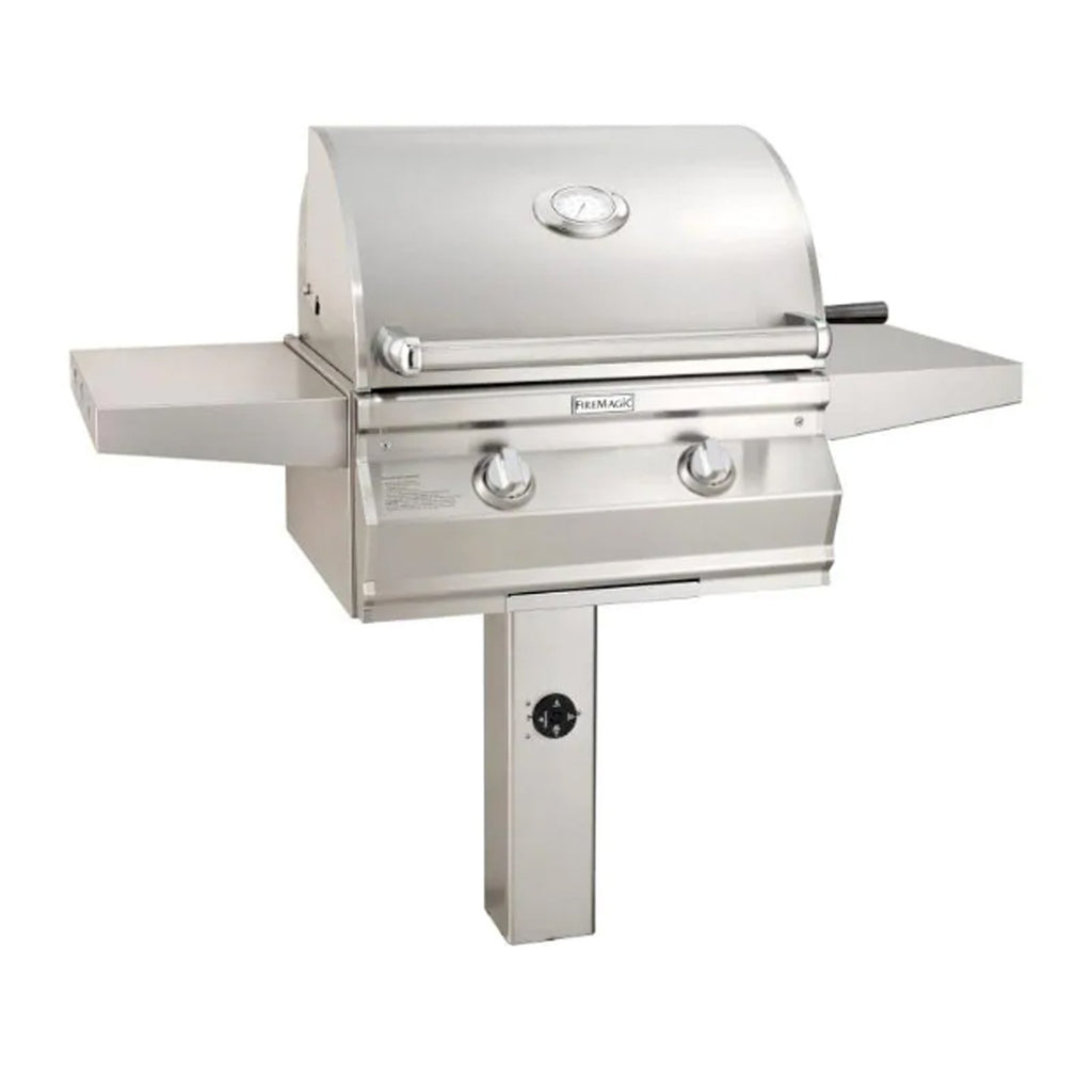 Fire Magic Choice Muilt-User Accessible C430i 24-Inch Propane Gas In-Ground Post Mounted Grill w/ Analog Thermometer - CMA430S-RT1P-G6