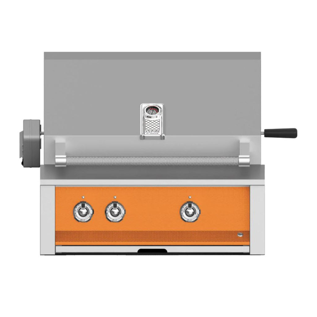 Aspire by Hestan 30-Inch Natural Gas Built-In Grill, 1 U-Burner - 1 Sear w/ Rotisserie (Citra Orange) - EMBR30-NG-OR