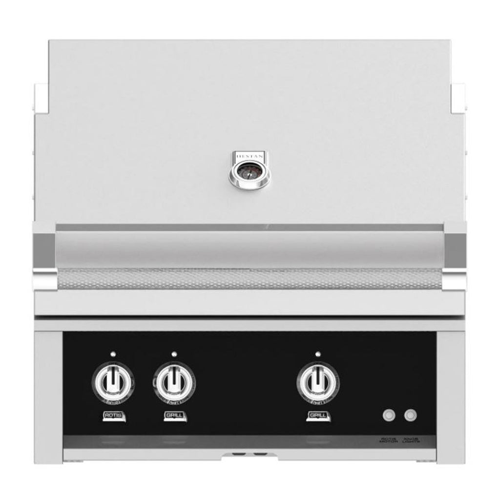 Hestan 30-Inch Natural Gas Built-In Grill, 2 Sear w/ Rotisserie in Black - GSBR30-NG-BK