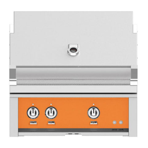 Hestan 30-Inch Natural Gas Built-In Grill, 2 Sear w/ Rotisserie in Orange - GSBR30-NG-OR