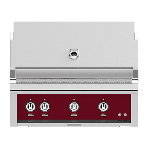 Hestan 36-Inch Natural Gas Built-In Grill - 3 Trellis w/ Rotisserie in Burgundy - GABR36-NG-BG