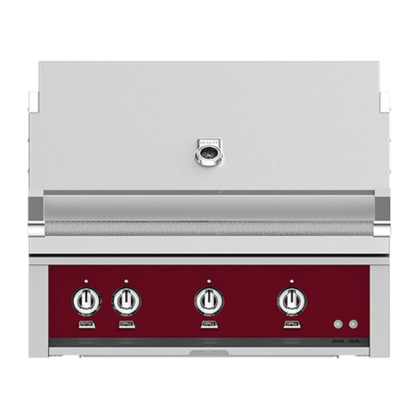 Hestan 36-Inch Natural Gas Built-In Grill, 1 Sear - 2 Trellis w/Rotisserie in Burgundy - GMBR36-NG-BG