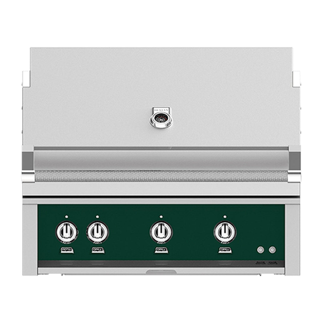 Hestan 36-Inch Natural Gas Built-In Grill - 3 Trellis w/ Rotisserie in Green - GABR36-NG-GR
