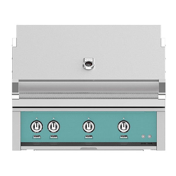 Hestan 36-Inch Natural Gas Built-In Grill, 1 Sear - 2 Trellis w/Rotisserie in Turquoise - GMBR36-NG-TQ