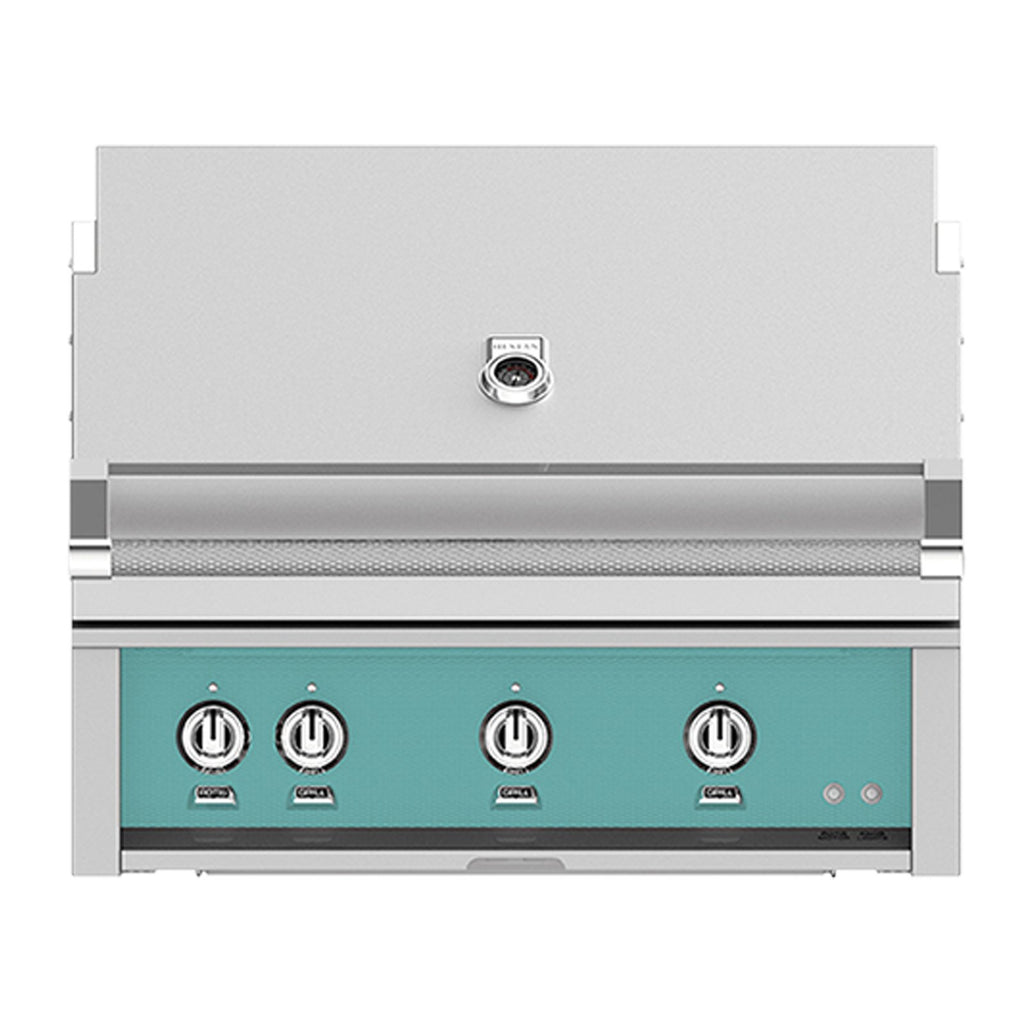 Hestan 36-Inch Natural Gas Built-In Grill - 3 Trellis w/ Rotisserie in Turquoise - GABR36-NG-TQ