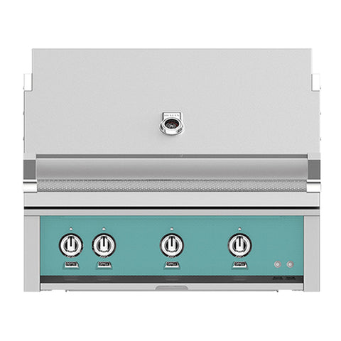 Hestan 36-Inch Propane Gas Built-In Grill, 1 Sear - 2 Trellis w/Rotisserie in Turquoise - GMBR36-LP-TQ