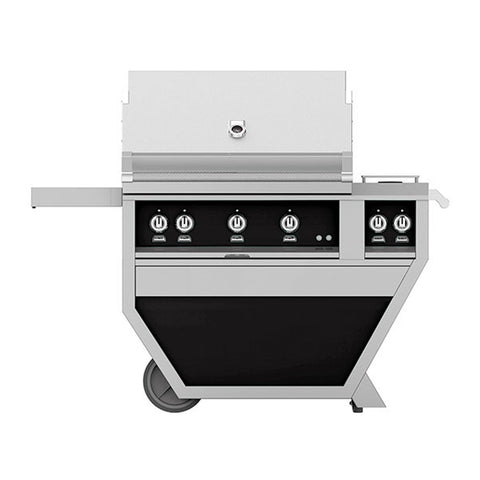 Hestan 36-Inch Natural Gas Freestanding Deluxe Grill with Double Side Burner - 3 Trellis w/ Rotisserie in Black - GABR36CX2-NG-BK