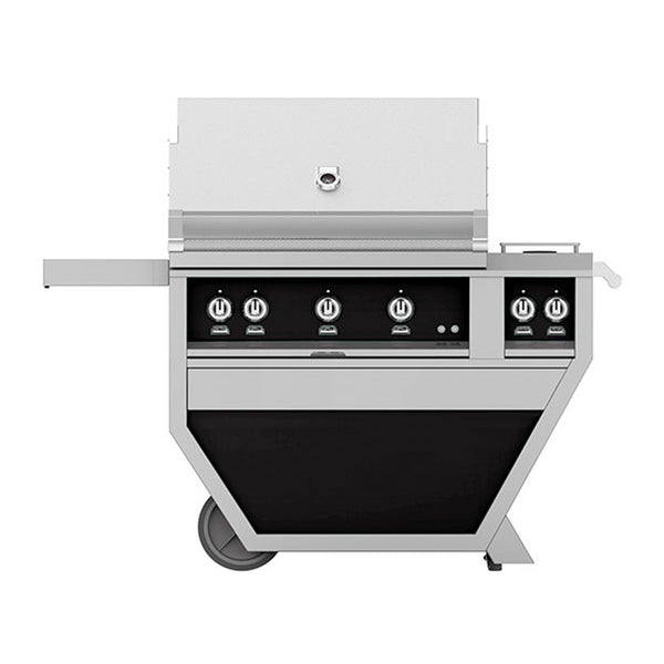 Hestan 36-Inch Natural Gas Freestanding Deluxe Grill with Double Side Burner, 3 Sear w/ Rotisserie in Black - GSBR36CX2-NG-BK
