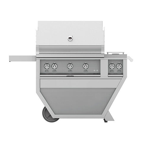 Hestan 36-Inch Natural Gas Freestanding Deluxe Grill with Double Side Burner - 3 Trellis w/ Rotisserie in Stainless Steel - GABR36CX2-NG