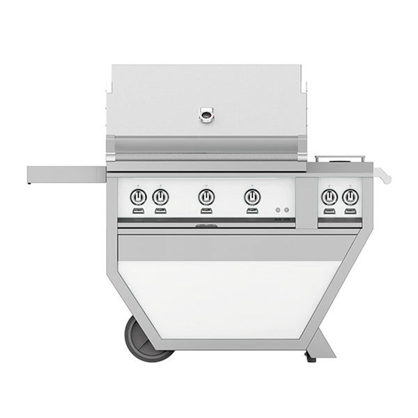 Hestan 36-Inch Natural Gas Freestanding Deluxe Grill with Double Side Burner, 3 Sear w/ Rotisserie in White - GSBR36CX2-NG-WH