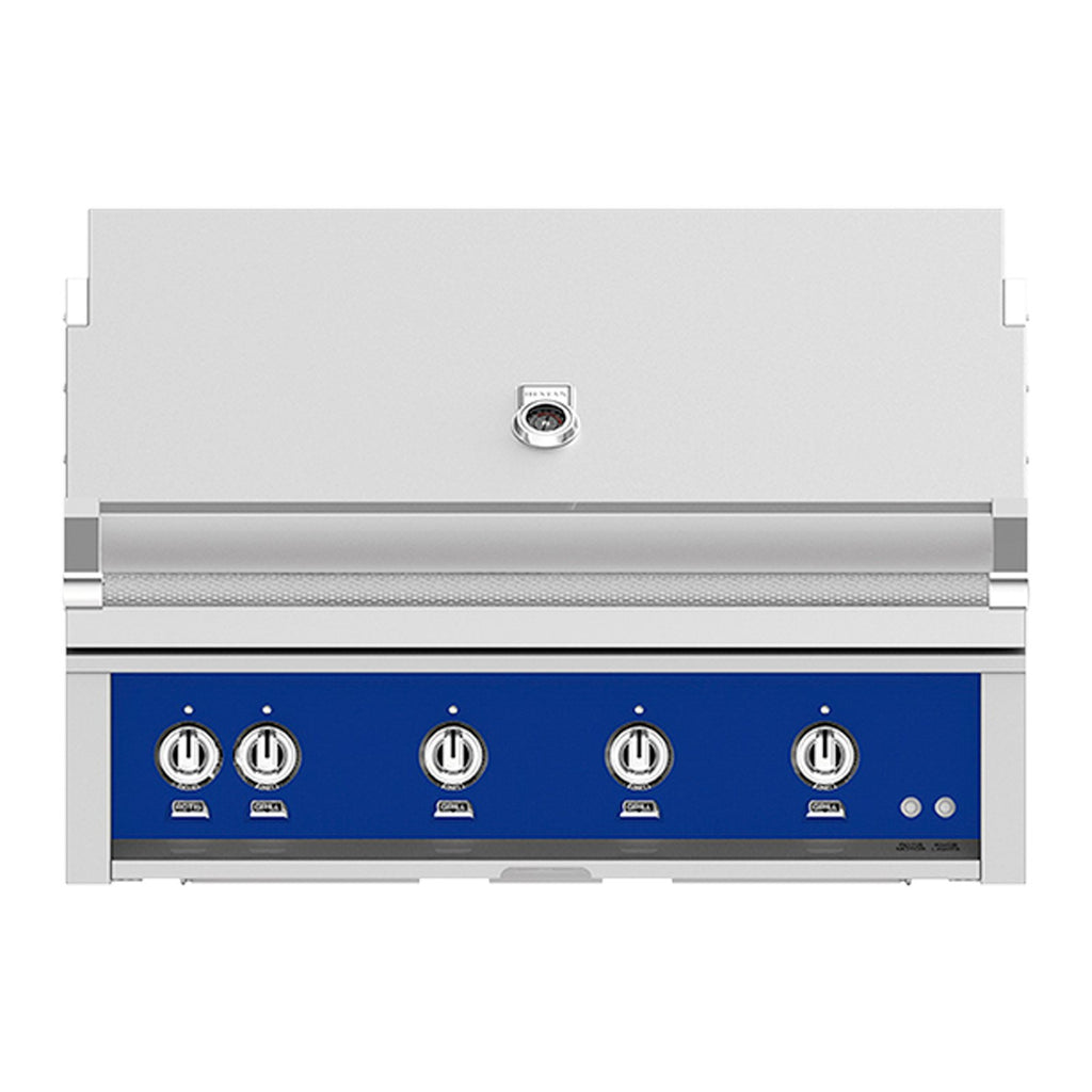 Hestan 42-Inch Natural Gas Built-In Grill - 4 Trellis w/ Rotisserie in Blue - GABR42-NG-BU