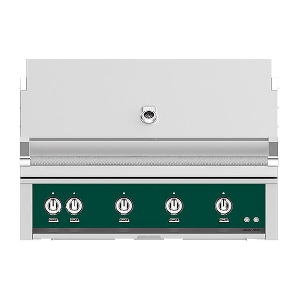 Hestan 42-Inch Natural Gas Built-In Grill - 4 Trellis w/ Rotisserie in Green - GABR42-NG-GR