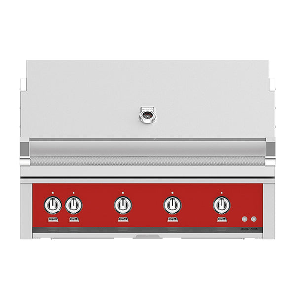 Hestan 42-Inch Natural Gas Built-In Grill, 4 Sear w/ Rotisserie in Red - GSBR42-NG-RD