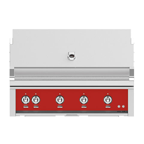 Hestan 42-Inch Natural Gas Built-In Grill, 1 Sear - 3 Trellis w/Rotisserie in Red - GMBR42-NG-RD
