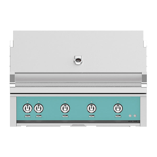Hestan 42-Inch Natural Gas Built-In Grill, 4 Sear w/ Rotisserie in Turquoise - GSBR42-NG-TQ