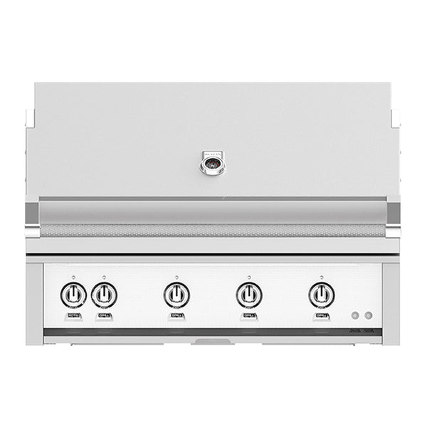 Hestan 42-Inch Natural Gas Built-In Grill - 4 Trellis w/ Rotisserie in White - GABR42-NG-WH