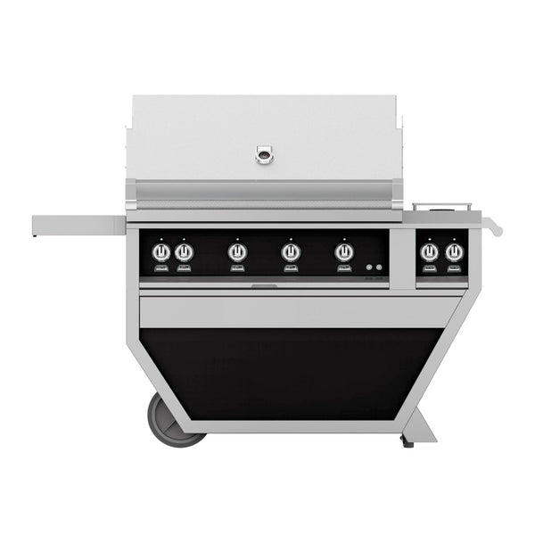 Hestan 42-Inch Natural Gas Freestanding Deluxe Grill with Double Side Burner - 4 Trellis w/ Rotisserie in Black - GABR42CX2-NG-BK