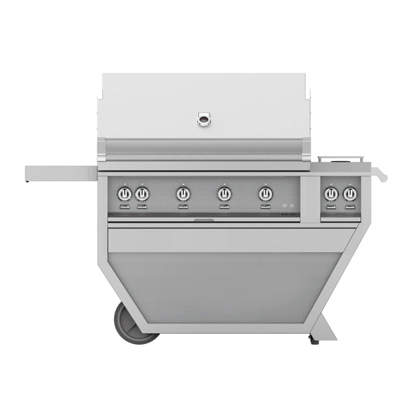 Hestan 42-Inch Propane Gas Freestanding Deluxe Grill with Double Side Burner, 1 Sear - 3 Trellis w/ Rotisserie in Stainless Steel - GMBR42CX2-LP