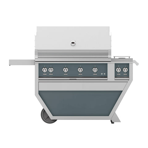 Hestan 42-Inch Propane Gas Freestanding Deluxe Grill with Double Side Burner, 4 Sear w/ Rotisserie in Dark Gray - GSBR42CX2-LP-GG