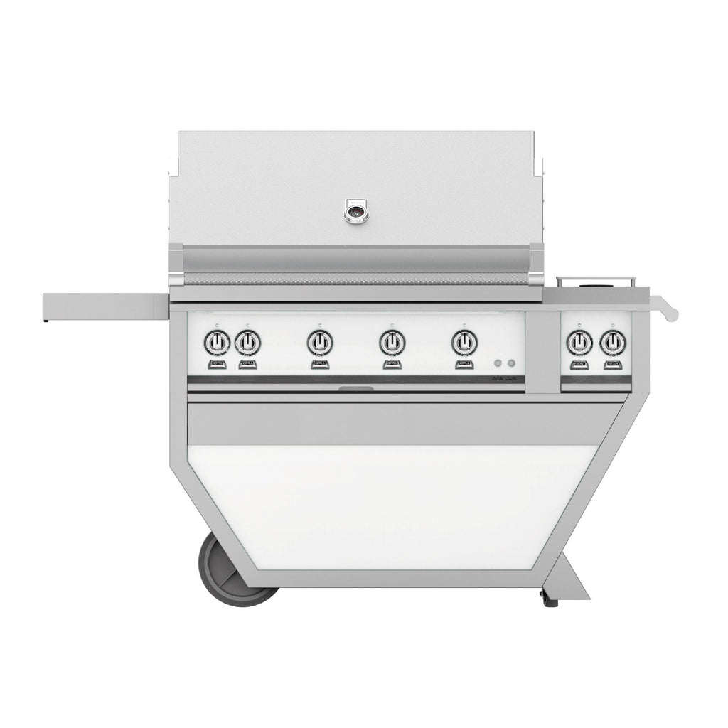 Hestan 42-Inch Natural Gas Freestanding Deluxe Grill with Double Side Burner, 4 Sear w/ Rotisserie in White - GSBR42CX2-NG-WH