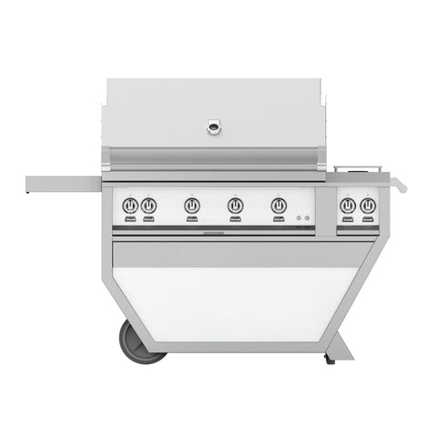 Hestan 42-Inch Natural Gas Freestanding Deluxe Grill with Double Side Burner, 1 Sear - 3 Trellis w/ Rotisserie in White - GMBR42CX2-NG-WH