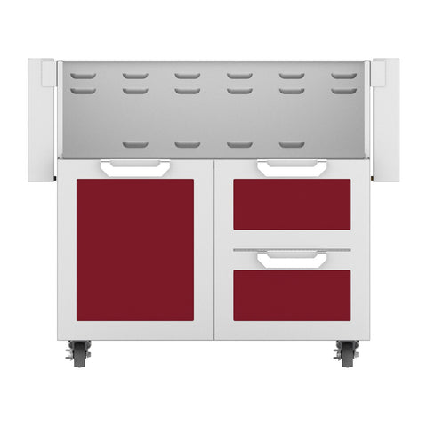 Hestan 36-Inch Double Drawer and Door Grill Cart in Burgundy - GCR36-BG