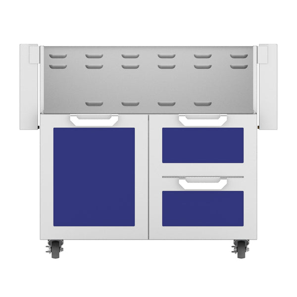Hestan 36-Inch Double Drawer and Door Grill Cart in Blue - GCR36-BU