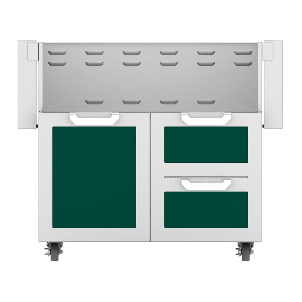 Hestan 36-Inch Double Drawer and Door Grill Cart in Green - GCR36-GR