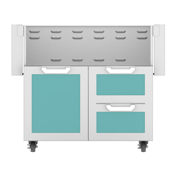 Hestan 36-Inch Double Drawer and Door Grill Cart in Turquoise - GCR36-TQ