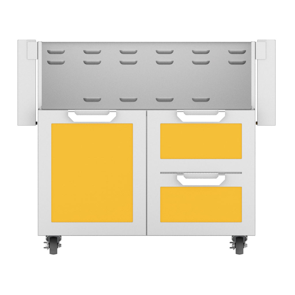 Hestan 36-Inch Double Drawer and Door Grill Cart in Yellow - GCR36-YW