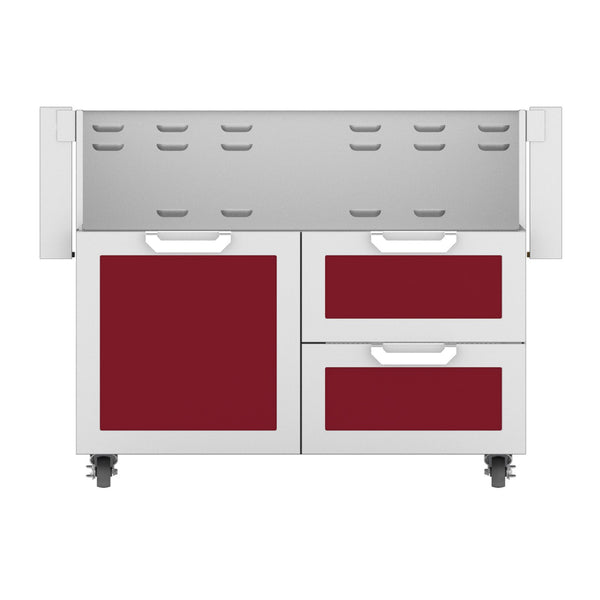 Hestan 42-Inch Double Drawer and Door Grill Cart in Burgundy - GCR42-BG