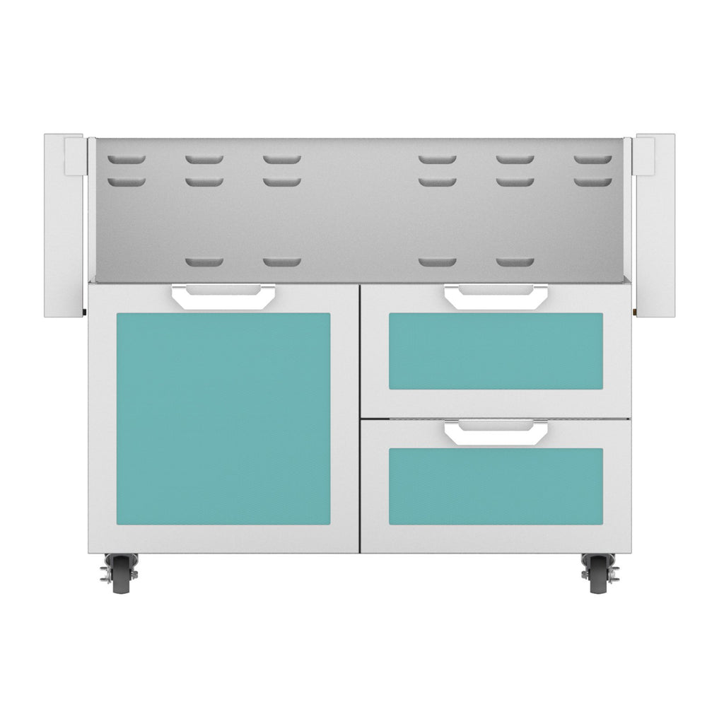 Hestan 42-Inch Double Drawer and Door Grill Cart in Turquoise - GCR42-TQ