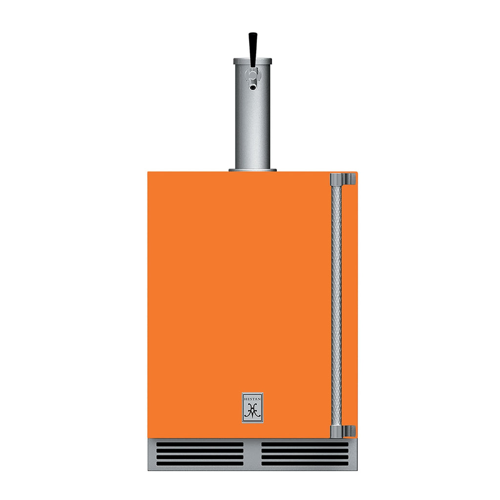Hestan 24-Inch Outdoor Single Faucet Beer Dispenser, Solid Door with Lock (Left Hinged) in Orange - GFDSL241-OR