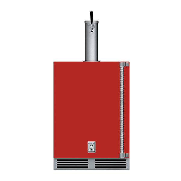 Hestan 24-Inch Outdoor Single Faucet Beer Dispenser, Solid Door with Lock (Left Hinged) in Red - GFDSL241-RD