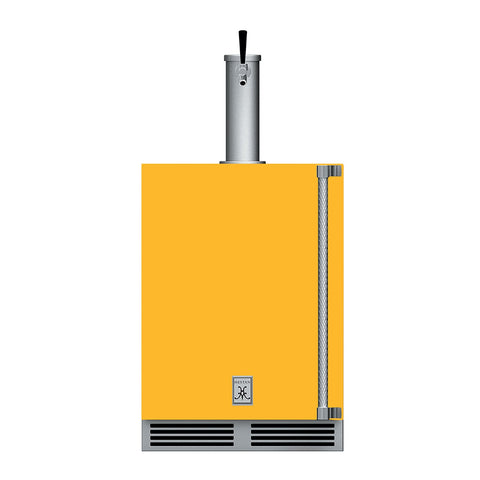 Hestan 24-Inch Outdoor Single Faucet Beer Dispenser, Solid Door with Lock (Left Hinged) in Yellow - GFDSL241-YW