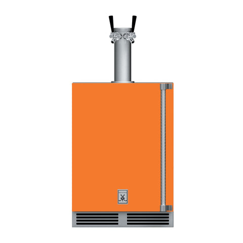 Hestan 24-Inch Outdoor Double Faucet Beer Dispenser, Solid Door with Lock (Left Hinged) in Orange - GFDSL242-OR