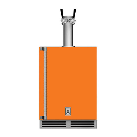 Hestan 24-Inch Outdoor Double Faucet Beer Dispenser, Solid Door with Lock (Right Hinged) in Orange - GFDSR242-OR