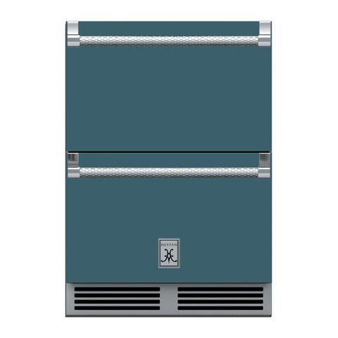 Hestan 24-Inch Outdoor Refrigerator Drawer (Upper) and Freezer Drawer (Lower) w/ Lock in Gray - GRFR24-GG
