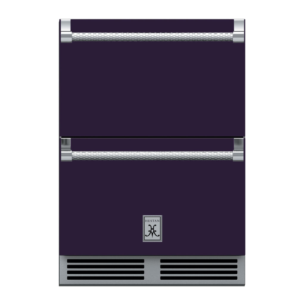 Hestan 24-Inch Outdoor Refrigerator Drawer (Upper) and Freezer Drawer (Lower) w/ Lock in Purple - GRFR24-PP