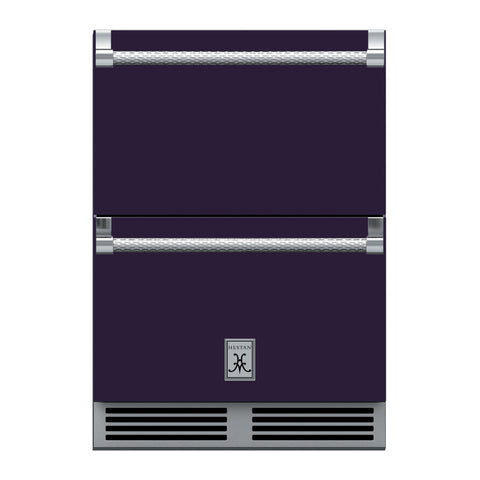 Hestan 24-Inch Outdoor Refrigerator Drawer (Upper) and Freezer Drawer (Lower) w/ Lock in Purple - GRFR24-PP