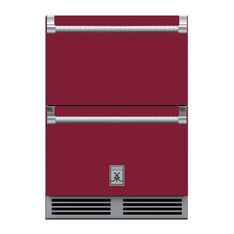 Hestan 24-Inch Outdoor Refrigerator Drawers w/ Lock in Burgundy - GRR24-BG