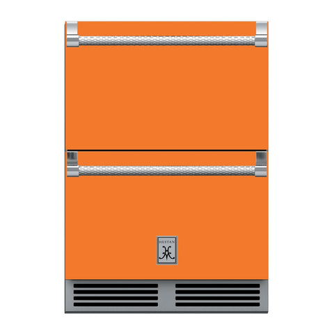 Hestan 24-Inch Outdoor Refrigerator Drawers w/ Lock in Orange - GRR24-OR