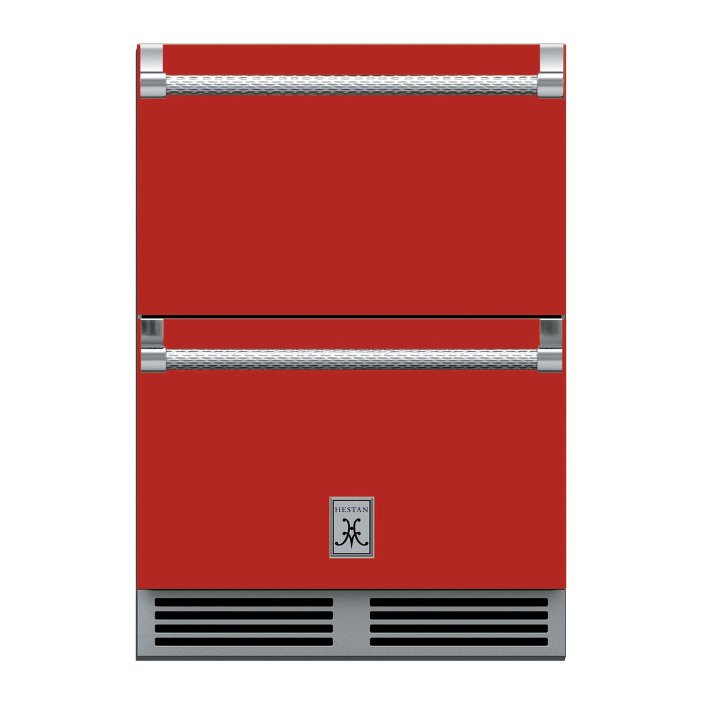 Hestan 24-Inch Outdoor Refrigerator Drawers w/ Lock in Red - GRR24-RD